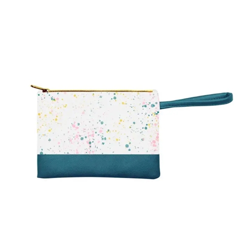 Splatter Spruce Vegan Leather To Go Wristlet