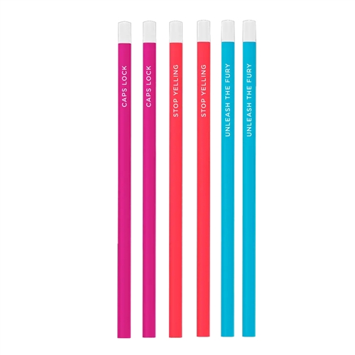 TOOT Fun Phrase All Caps HB Pencil Set of 6 Bright Multi