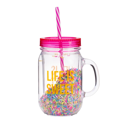 Life Is Sweet BPA Free Sprinkles Mason Jar Travel Cup