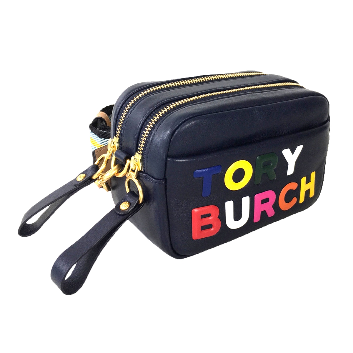 Tory Burch T Monogram Double-zip Mini Crossbody Bag In Tory Navy
