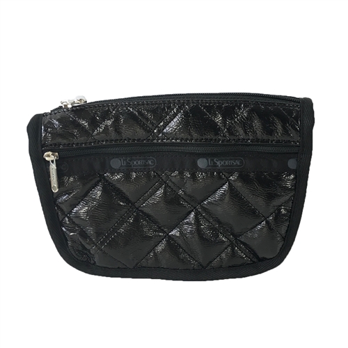 LeSportsac Travel Cosmetic Case Black Crinkle Quilted