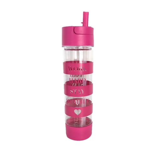 Work Hard Stay Humble BPA Free Travel Water Bottle w Storage Holder
