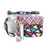 3-Piece Travel Cosmetic Bag Set with Built-In 2600mAh Power Bank â€“ Clear TSA Pouch + Printed Makeup Bags + 3-in-1 Charging Cable, Diamond Print