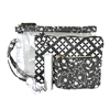 3-Piece Travel Cosmetic Bag Set with Built-In 2600mAh Power Bank  Clear TSA Pouch + Printed Makeup Bags + 3-in-1 Charging Cable, Diamond Print, Floral Print