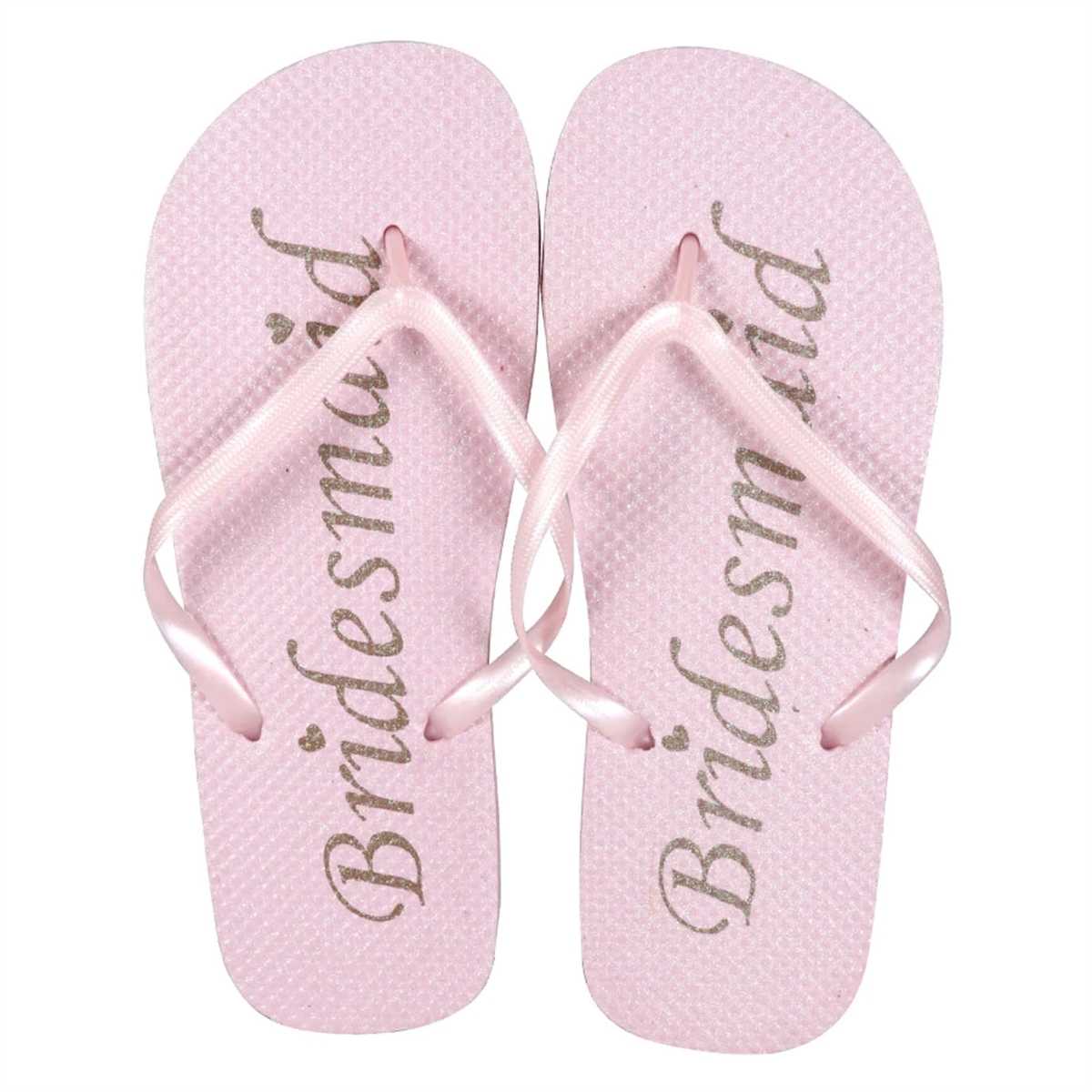 Bridesmaid Script Glittering Flip Sandals, Blush