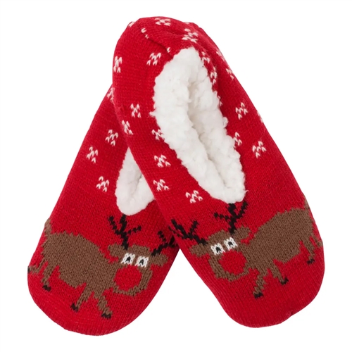 Top It Off Reindeer Fuzzy Slipper Socks Medium