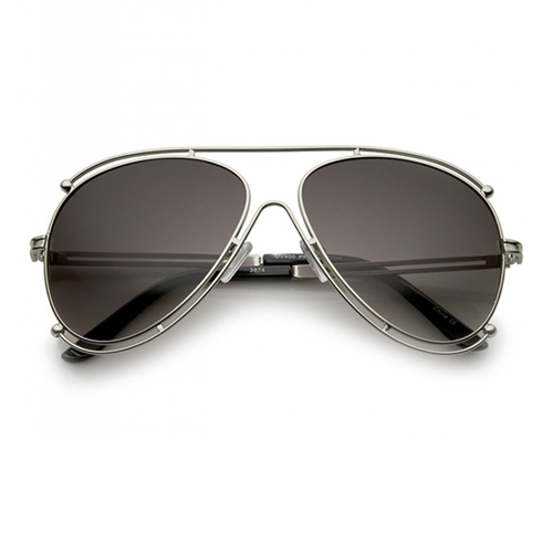 Fashion Culture Mod Dual Wire Frame Aviator Sunglasses
