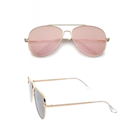 60MM Mirrored Pink Flat Lens Aviator Sunglasses