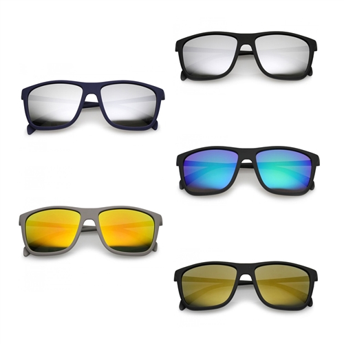 Shady Soft Rubberized Square Mirror Lens Sunglasses