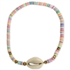 Zad Pastel Perfection Cowrie Shell Stretch Anklet Bracelet, Multi-Colored Beach Summer Boho Jewelry for Women