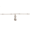Zad Pineapple Charm Anklet Bracelet, Silvertone Summer Beach Ankle Jewelry for Women