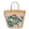 Alessia Massimo Palm Fronds Embellished Woven Straw Tote Beach Bag