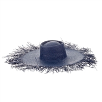 Alex Max Frayed Edge Wide Brim Floppy Raffia Straw Sun Hat