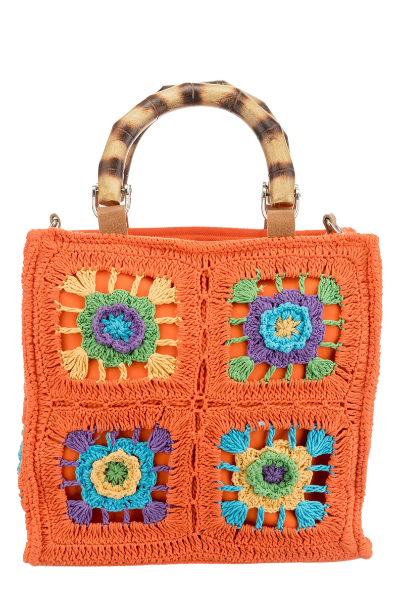 Crocheted bag with tassels, Black - Handbag Culture