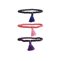 Zad Jewelry Beaded Stretch Bracelets w Tassel Set of 3