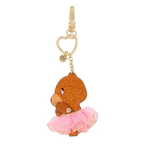 Betsey Johnson Glitter Bear Tutu Movable Keychain FOB Bag Charm
