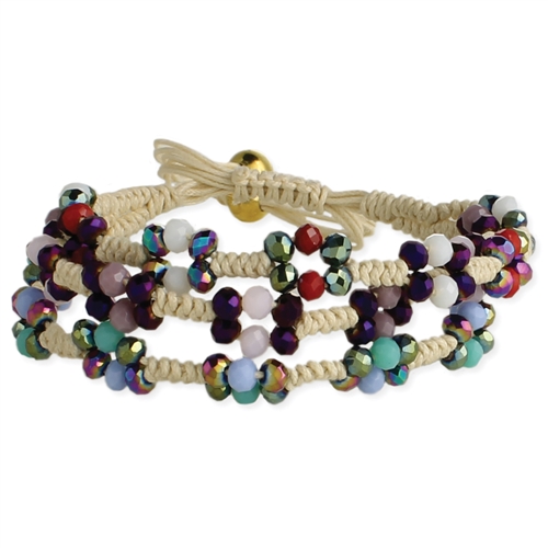 Earthy Jewels Bead & Macrame Slider Bracelet