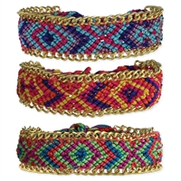 Zad Jewelry Woven Friendship Bracelets with Chain Trim
