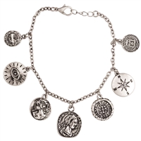 Zad Jewelry Ancient Treasures Medallion Charm Bracelet Silver