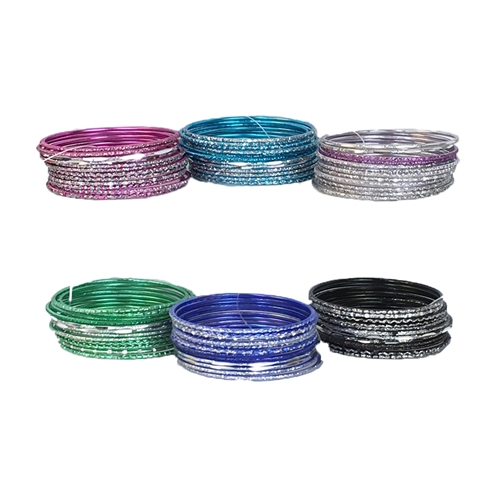 Zad Jewelry Glitter Thin Etched Bangle Bracelet