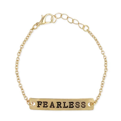 Zad Jewelry Have No Fear Fearless Engraved Bar Bracelet,