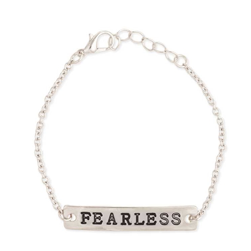 Zad Jewelry Have No Fear Fearless Engraved Bar Bracelet