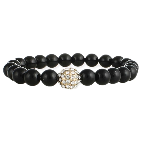 Zad Jewelry Black Agate & Pave Beaded Stretch Bracelet
