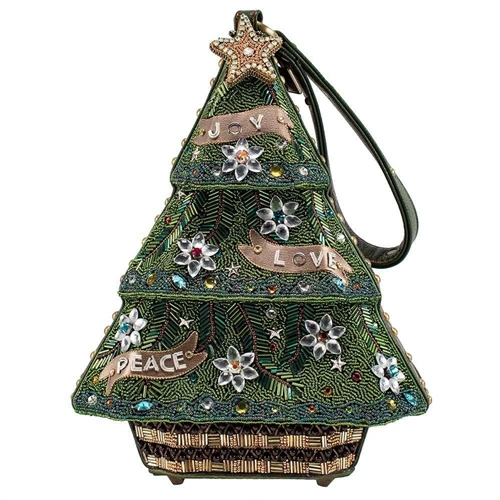Mary Frances Trim The Tree 3D Christmas Tree Wristlet Handbag