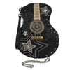 Mary Frances Hand-Beaded Guitar Purse for Musicians, 3-Way Convertible Rockstar Crossbody & Shoulder Bag