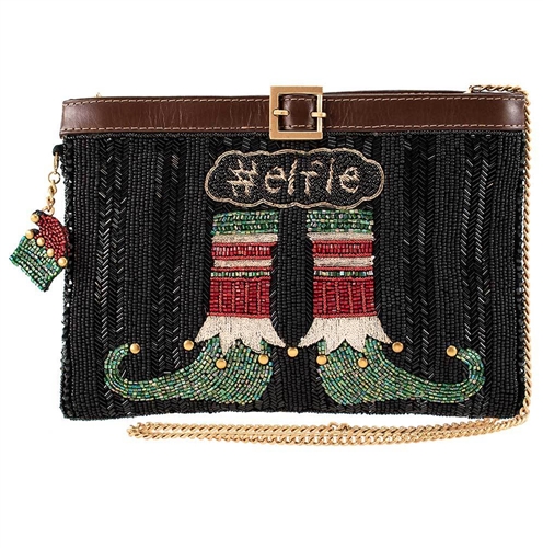 Mary Frances Holiday Elfie Elf Stockings Beaded Convertible Clutch