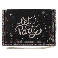 Mary Frances Lets Party Beaded Crossbody Bag, Multi Black Silver Artisan Statement Clutch for Women with Removable Chain Strap, Handcrafted Confetti Embellished Hand-Applied Sequence Purse