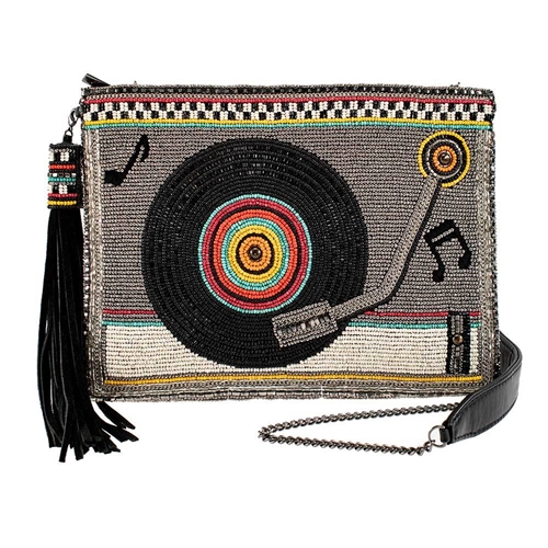 Mary Frances Take A Spin Vintage Record Player Beaded Crossbody