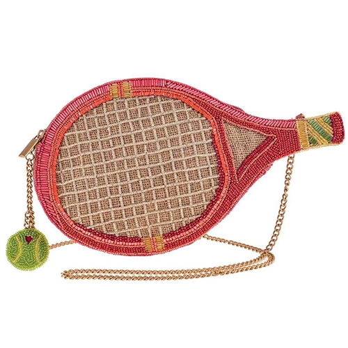 Mary Frances Courtside Tennis Racquet Beaded Crossbody Bag