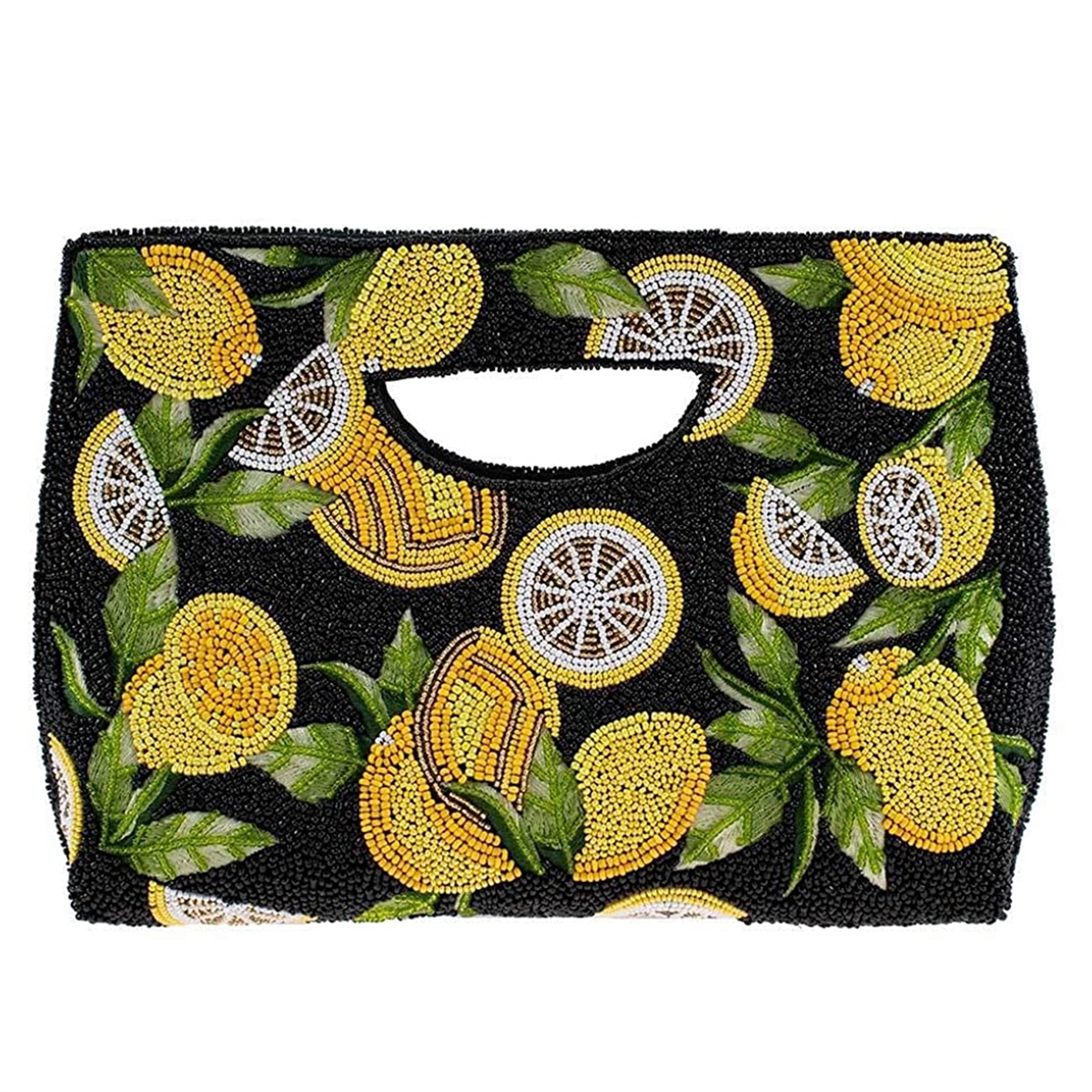 Mary Frances Beaded Tart Lemon Embellished Yellow Handbag Fruit Bag Wh