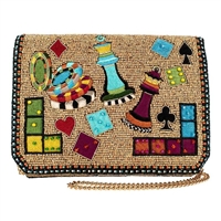 Mary Frances Hand Beaded Game Night Purse, Convertible Crossbody Clutch, Colorful Casino Novelty Evening Bag