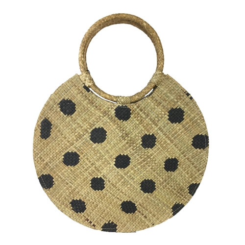Banago Bello Polka Dot Straw Round Tote