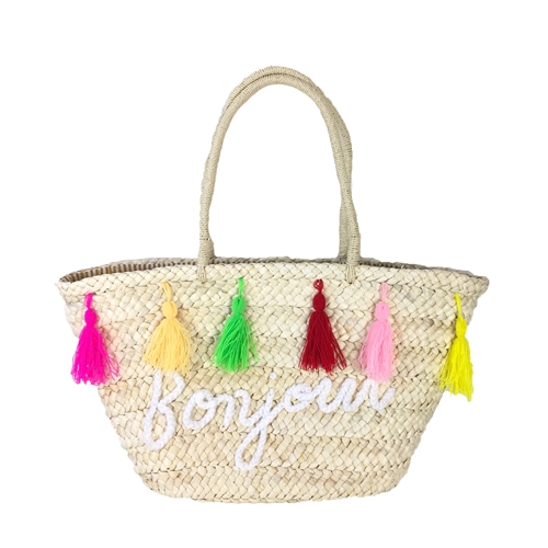 Blue Island Martinique Bonjour Straw Market Tote