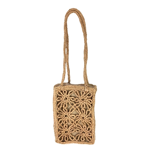 Blue Island Flora Straw Box Tote Bag