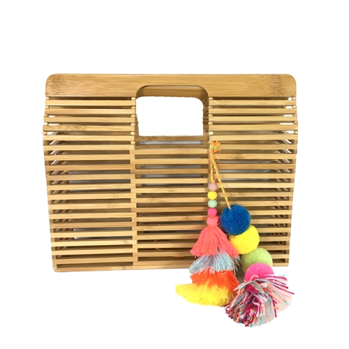 Blue Island Block Bamboo Clutch