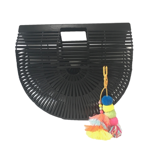 Blue Island Arc Large Bamboo Clutch Tassels,