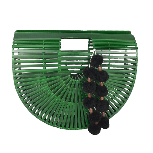 Blue Island Monstera Green Arc Bamboo Clutch