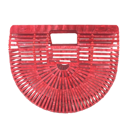 Marbled Resin Arc Clutch w Pom Pom Tassel