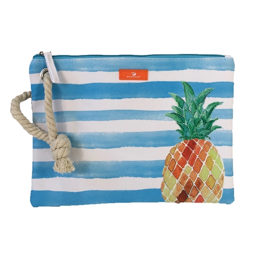 Pineapple Striped Swimwear Wristlet Ditty Bag