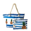 Pineapple Striped Beach Tote Wristlet Set