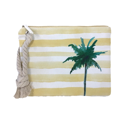 Palm Tree Striped Wristlet Swimwear Ditty Bag