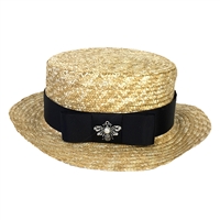 Blue Island Bee Charm Straw Boater Hat