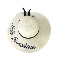 Blue Island Hello Sunshine Embroidered Straw Sun Hat