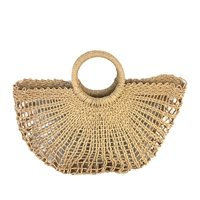 Blue Island Baika Open Weave Straw Rope Basket Tote Beach Bag