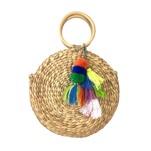 Alidhoo Straw Circular Market Tote Round Bracelet Handle