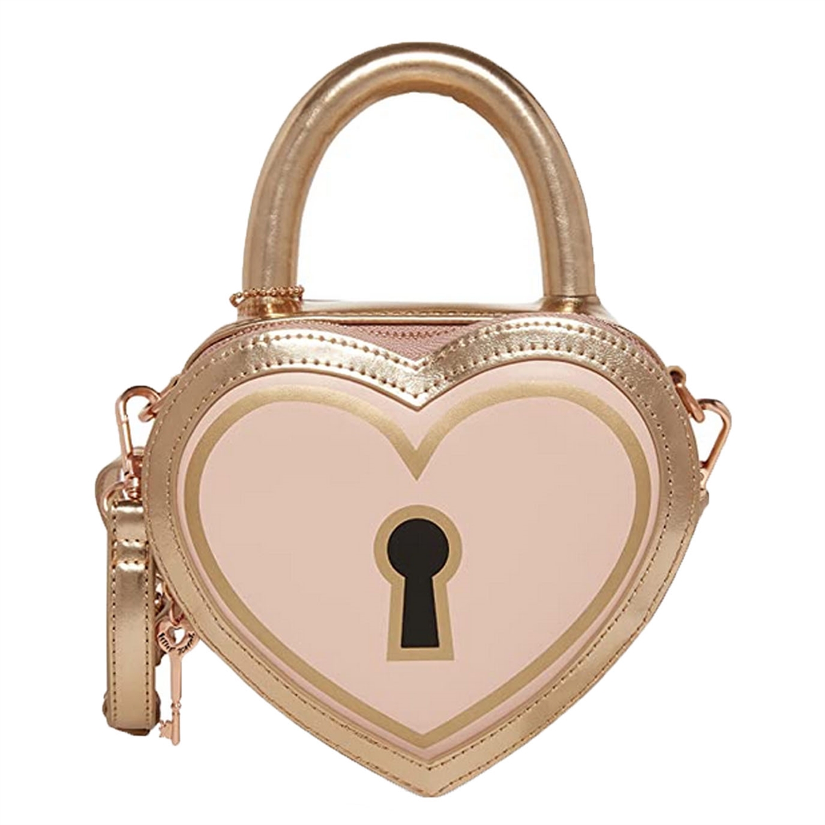 Juicy Heart Shaped Pink Crossbody Bag With Gold Chain and 